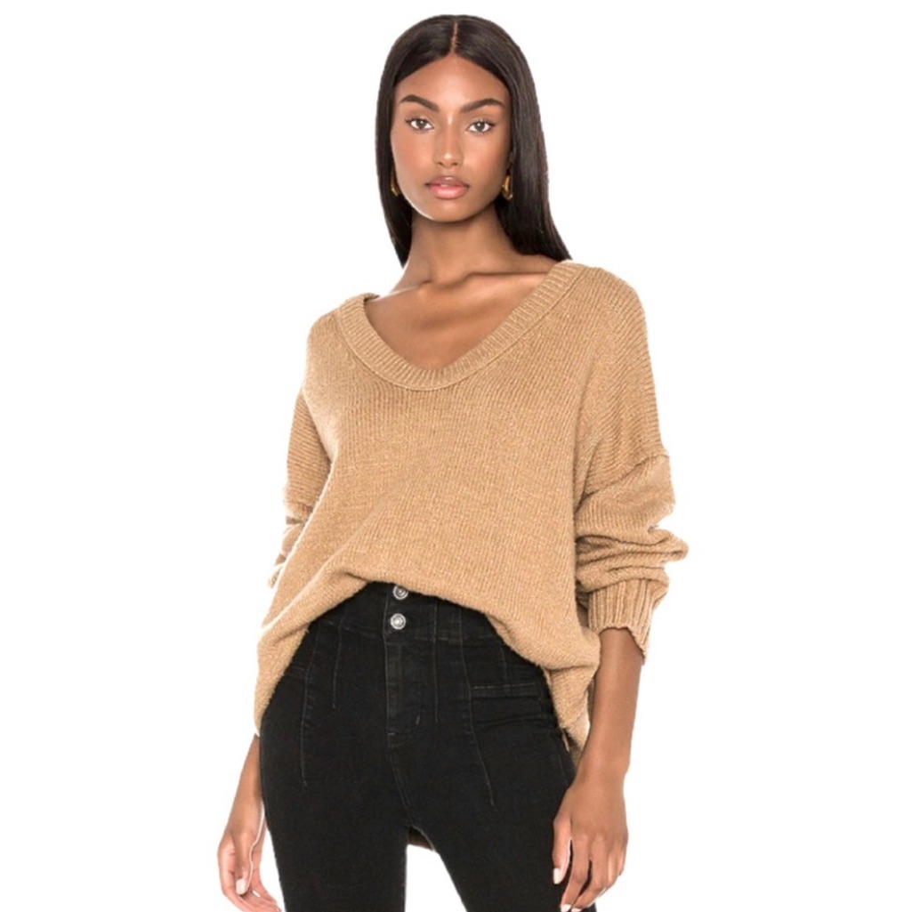 Free People Brookside Desert Camel Tunic Sweater